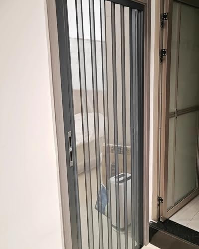 Blazea Schiebetür Falttür Magnetische, Einziehbare Fliegengittertür für Die Terrasse, Falttür aus Metallgitter, Einzelschiebetür in Sondergröße für Haustür, Fenstertüren(190x203cm(74.8x80in))