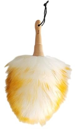 Lambswool Duster Soft Fluffy Wool Duster Feather Duster for Cleaning Anti-Static Hand Dusting Brush Wooden Handle with Hanging Rope for Delicate and Hard-to-Reach Surfaces