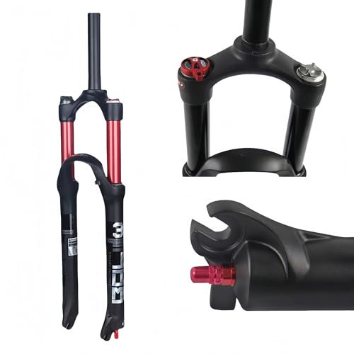 pykaaiiu Federgabel mit Dämpfung MTB Luft-Federgabel, federgabel 26 zoll/27.5/29Zoll fahrradgabel federgabel Federung mit Speed Lockout Funktion Gabel/Federweg: 100 mm,Schulterschloss(Rot,27.5IN)