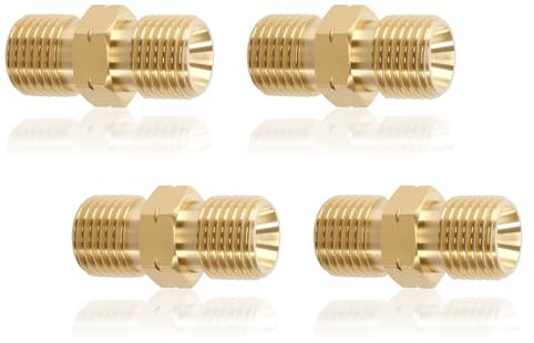 Raccordo per tubo del gas, 4 pezzi, tubo del gas, attacco rapido, gas 1/4, AG, sinistro, in ottone, doppio nipplo per condizionatori d'aria, impianti solari, sanitari