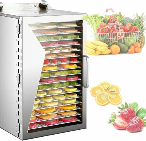AFLEPCBRQ Essiccatore di Congelamento Domestico, Disidratatore Alimentare con Temperatura Regolabile da 30 A 90 ℃ E Timer, Asciugacapelli in Acciaio Inossidabile per CA