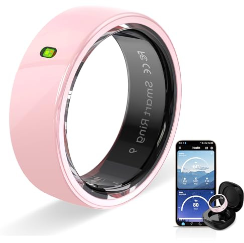 Smart Ring Touch Fitness Ring Tracker Anello Smart ring per Uomo Donna IP68 Impermeabile Android iOS Fitness Anello con Monitoraggio del sonno, Cardiofrequenzimetro Sleep Tracker R05 (Pink, 8)