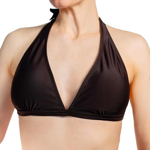 Aquarti Bikini Top Donna – Reggiseno da Bagno Comodo, Coppe A–D, Vari Colori e allacciature, Stile Senza Tempo, Design 041 - Tie-on/Marrone, 38 Cup B