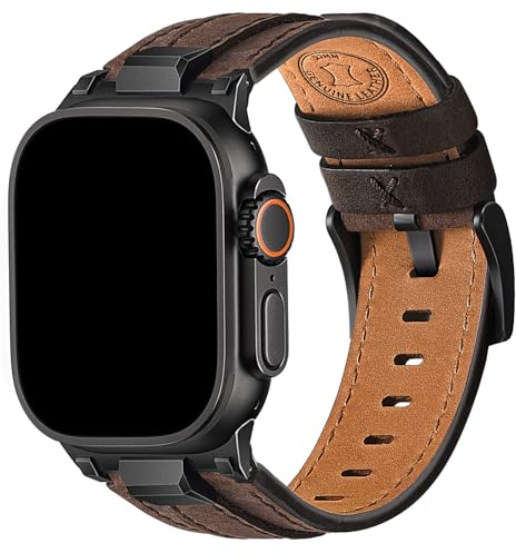 Wristitani Bracelet Cuir Compatible avec Apple Watch 49mm 46mm 45mm 44mm 42mm pour Homme Femme, Bracelet de Remplacement Cuir Véritable Durable pour iWatch Ultra Series 10 9 8 7 SE 6 5 4 3