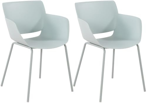CLP 2er Set Gartenstuhl Alpena, Schalenstühle für Garten, Terrasse und Balkon, Sitzschalen wetterfest, Gestelle aus robustem Stahl | Farbe türkis
