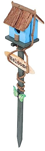 Didiseaon Bird House Stake Blue Flat-top Nest for Garden and Yard Outdoor Bird Breeding Nest Decorative Garden Decor