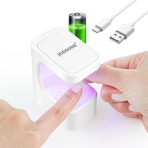 JODSONE - Lámpara de Uñas U V/LED Mini Recargable con Temporizador, Portátil y sin Cables, para Curado Rápido de Esmalte en Gel