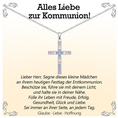 WOVEE Taufgeschenke/Konfirmation/Kommunion Geschenk Kreuz Kette für Mädchen Kinder Tochter Enkelin Vielfarbig Mehrfarbig Zirkonia Halskette Firmung Geburtstagsgeschenk