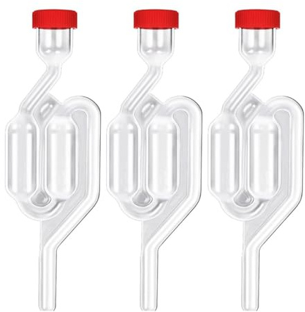 ZUWIJEQ 3 PCS Tubos de Fermentación con Tapón, Válvula de Bloqueo de Aire Transparente para Elaboración de Cerveza, Vino, y Encurtidos, Material de Polipropileno, Airlock para Fermentación