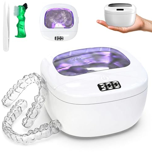 Triler Rechargeable Ultrasonic Retainer Cleaner, 43kHz Wireless Denture Cleaner with 140ml Tank and IPX5 Waterproof Design for Aligners, Mouth Guards, Retainers and Toothbrush Heads
