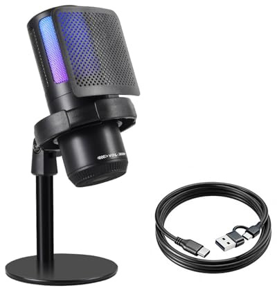 Professional Condenser Microphone USB Dynamic Microphone Filter for Gaming Microphone Studio Singing Podcast Live