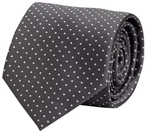 Fabio Farini - Herren Krawatte in 6cm/8cm Breite - Eleganter Breiter Schlips für jeden Anlass - 8cm Grau mit weißen Punkten