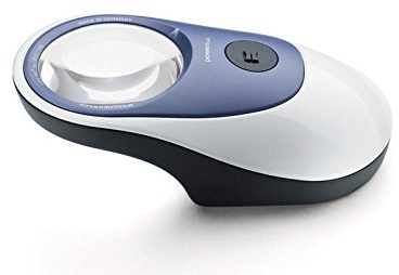 Beleuchtete Standlupe powerlux [Eschenbach 1586201] Asphärische PXM®-Leichtlinse, Vergrößerung: 5X, Dioptrie: 20, Lichtfarbe: 3000 K