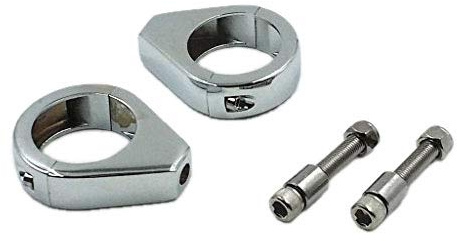BHYShop Motorrad Gabel Blinker Relocation Relocator Halterung Schellen Halterung Für Dyna XL Cruiser Chopper (Chrom, 39mm)