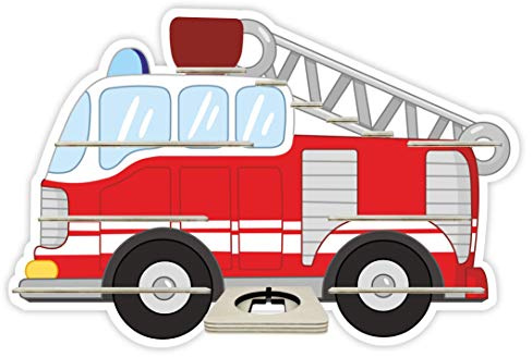 Farbklecks-Collection Tonie Regal Musikboxregal Feuerwehr mit Leiter, Wandregal für bis zu 40 Hörfiguren, Maße 47 x 72 x 6 cm, mit speziellem Ablagefach kompatibel mit Toniebox