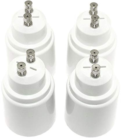 RuiLing 4-Pack GU10 to E26/E27 Lamp Holder Base Heat Resistant Material LED Light Converter Adapter Bulb Holder Accessory (White)