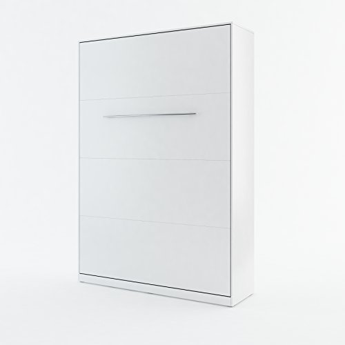 BIM Furniture Wandbett Vertical Schrankbett LENART Concept PRO Wandklappbett, Schrankklappbett Wandbett, Schrank mit integriertem Klappbett, Funktionsbett (Weiß Matt, 140 x 200 cm)