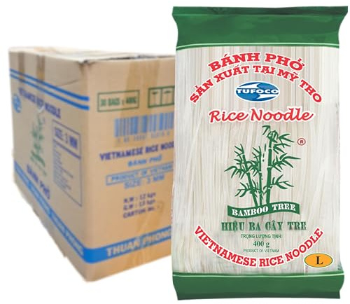 Bamboo Tree Reisnudeln 5 mm - Bánh Pho - 30 x 400 g Multipack | Hergestellt aus vietnamesischem Reis - 72% Reisanteil - ideal für Pho-Suppe und asiatische Gerichte