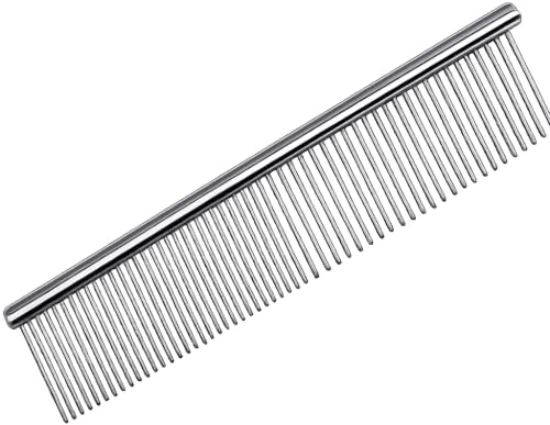 Dog Comb For Grooming Professional Stainless Steel Metal Dog Cockapoo Pet Cat Grooming 7.5 Comb Rake Brush Tool For Long Haired Dogs