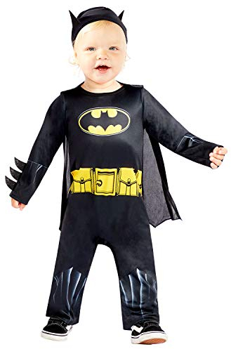Amscan - Baby-Kostüm Batman, Strampelanzug, Umhang, Mütze, Comic-Figur, Fledermaus, Held, Motto-Party, Karneval, Halloween