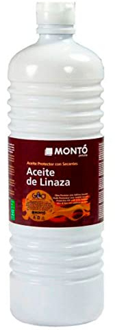 Aceite de Linaza al Disolvente con Secantes, Protector de Madera, Impregnante, Sellador de Superficies. Aceite de Linaza Color Caramelo 900 (1L)