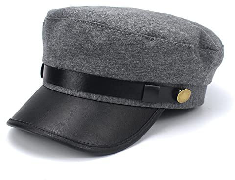 QBQZXAOSOWH Barett Cap Flache Kappe Hut Mützen Hüte Für Damen Herren Vintage Flat Top Militar Hut Schwarze Baskenmütze Weiblich Männlich Schwarzer Hut Grau