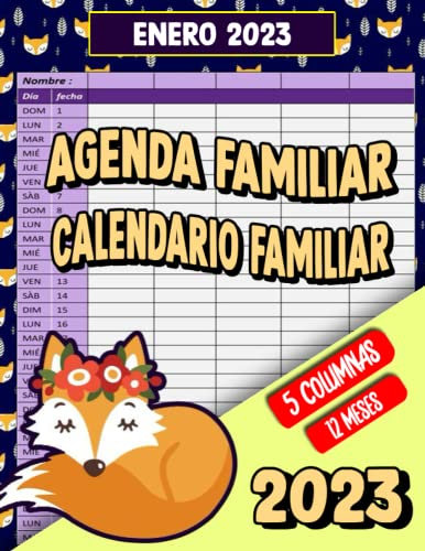 Agenda familiar 2023 5 colones: Planificador Mensual Con Fecha para Registrar Citas Diaris (Septiembre 2022 - Diciembre 2023) | 12 Meses con 5 ... de la Familia | Temporizador familiar