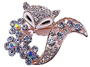 Modebroschnålsklämmor,Dambrosch Kreativ Trendig Rävformad Diamantbroscher-Röd (Color : Red)