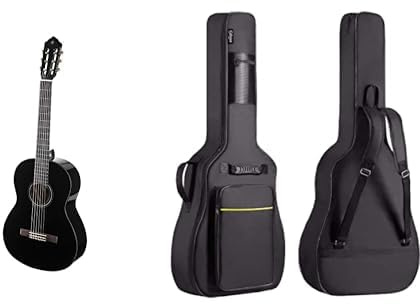 Yamaha C40BLII Akustikgitarre schwarz – Hochwertige Akustikgitarre für Einsteiger in edlem Design & CAHAYA Gitarrentasche Akustikgitarre Gig Bag Guitar Case wasserdicht gepolsterte Gitarre Rucksack