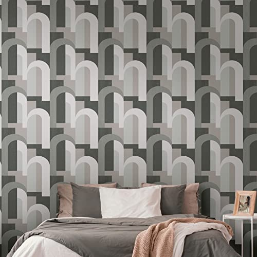 Architects Paper Art Deco Tapete Grau Schwarz- Architects Paper Arcade 391704 - Vliestapete Retro - 10,05 m x 0,53 m Made in Germany