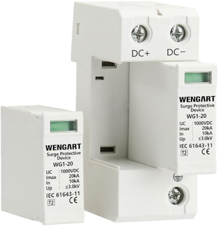 Wengart överspänningsskyddsenhet, 36mm DIN Rail Mount, Lågspänningsanordning för blixtskydd Strömdistrib Överspänningsskyddution och kontroll apparater (1000V_2P20KA)