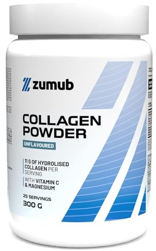 Zumub Colágeno Hidrolizado en Polvo 300g, 25 dosis, Sabor Neutro | Colágeno + Vitamina C Natural + Magnesio para Huesos, Articulaciones, Piel y Cabello Fuertes