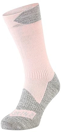 SEALSKINZ Raynham, calzino impermeabile per tutte le condizioni atmosferiche, media lunghezza, rosa e grigio screziato, M