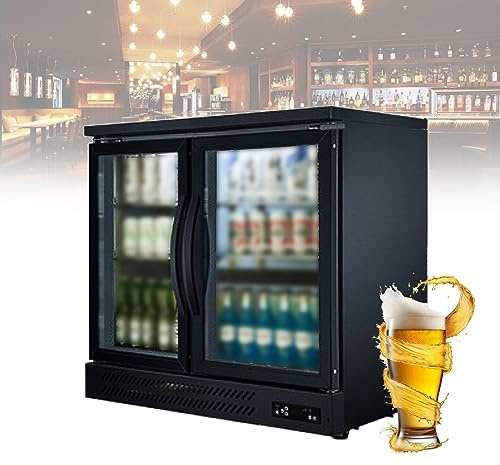 Wine And Beverage Refrigerator,36 Inch Dual Zone Fridge With Glass Door, Built-In Cooler With Powerful And Quite Cool System/18 Bottles And 88 Cans Capacity, Black ( Color : Double Door , Size : 110V