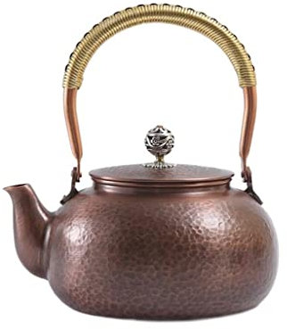 Electric Kettle Hand-Beating Household Chinese-Style Tea Kettle Hammer-Patterned Copper Pot Tea Set Boiling Water Retro Office Copper Pot Kung Fu Teapot Tea Kettle (Color : C-1200ml)