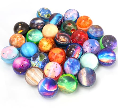 Pllieay 30PCS Galaxy Bouncy Balls, 32mmSpace Bouncy Balls Bulk, Space Party Favors Rubber Balls für Kinder, Space Toys für Kinder, Weihnachtsgeschenktütenfüllung (30 Stile)