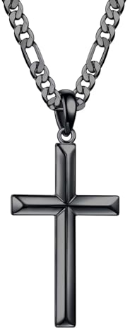 TINGN Chaîne en argent 925 pour homme, argent/noir, avec pendentif en forme de croix plaqué or 18 carats, pour homme, enfant, fils, 41, 46, 51, 56, 61 cm, 56.0 Zentimeter, Argent sterling