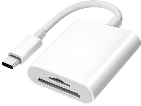 USB C SD Card Reader for iPhone 15/iPad/MacBook/iMac, xdgeLoad Dual Card Slot Type C Reader Supports SD and Micro SD Memory Card Adapter, Trail Camera Viewer Plug and Play - 2 Port