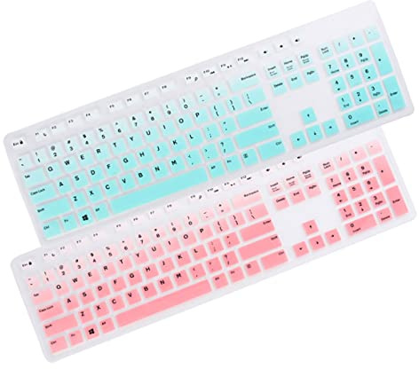 Uonlytech 2 Stück Silikon Tastaturfolie Dünn Staubdicht Kompatibel für Kb216p Kb216t Wk636 Farbverlauf Rosa Mint Schutzhülle Zufällige Farbe