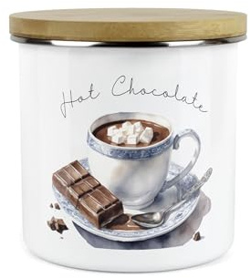 Purely Home Hot Chocolate Storage Canister - Indulgent Hot Drinks/Food Metal Enamel Large Storage Container