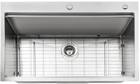 Lavello da incasso da cucina in acciaio inox con tagliere, lavello da cucina 1 bacino con filtro e griglia inferiore, piccolo lavabo da cucina in acciaio inox con scolapiatti arrotolabile