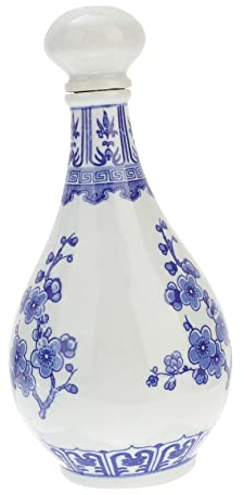 RORPOIR Ceramic Wine Holder Blue and White Porcelain Bottle Smooth Rim Home Storage for Spirits and Sake 500ml Sealing Lid Alcohol Container Single Pottery Unit