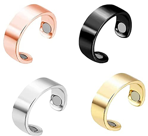 Faeymth 4Er-Pack Lymphdrainage-Therapie-Magnetringe, Verstellbare Lymphdrainage-Ring-Therapie-Magnetringe, Unisex