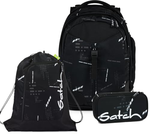 Satch Match Schulrucksack Set 3tlg. inkl. Schlamperbox und Sportbeutel (Ninja Matrix)