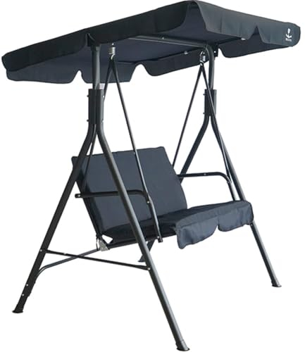 BIXENTE 2-Sitzer Garten Hollywoodschaukel - Ergonomisches Design, stabile Metallkonstruktion, verstellbares Dach, praktischer Sonnenschutz (Anthrazit)