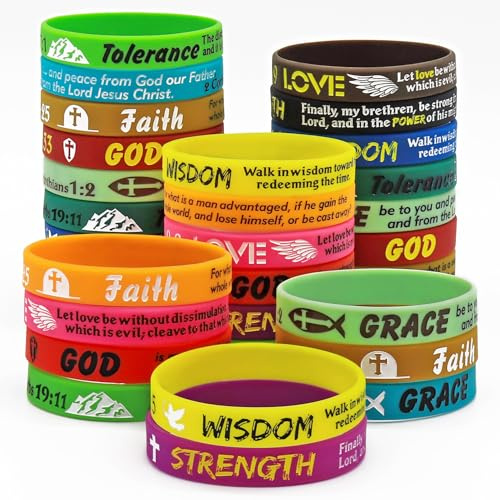 NAHRMY Bibelvers gummiarmband, kristna Jesus inspirerande gummiarmband silikonarmband motivationsarmband religiösa armband gåvor för män kvinnor party kyrka, Gummi