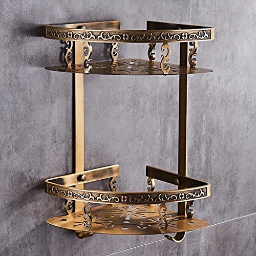 WLDZHNAR Eck-Dusch-Caddy, Badezimmer-Regal, Wandmontage, Antik-Bronze, Aluminium, geschnitzt, Shampoo-Regal zur Aufbewahrung, Abtropfgestell, Küche, Gewürzflaschen, Organizer, Regal, rostfrei
