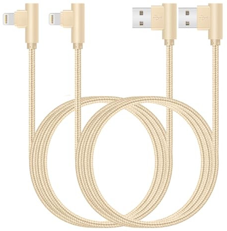 iPhone Charger Cable 2M, 2Pack[Apple MFi Certified]Right Angle USB Lightning Cable，Nylon Braided iPhone Charger Fast Charging Compatible for iPhone 14 13 12 11 Pro Max Mini XS XR 8 7 6 Plus iPad (2M)