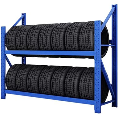 Reifenständer reifenregal Reifengestell Große 2 Etagen Reifenhalter Wand, Industrielles Reifenregal Für Garagen, Werkstätten, Lagerhäuser Und Reparaturwerkstätten, Hängende Reifenregal/ Felgen Träger(