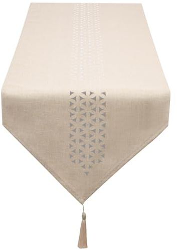 SANLEHAUSE Tischläufer Beige 40 x 120 cm Modern, Tischläufer Modern, Hohl Tischläufer Leinen für Tischdekoration, Maschinenwaschbar, Einfarbig, für Esstische, Fernsehschränke, Küchen, Zimmer